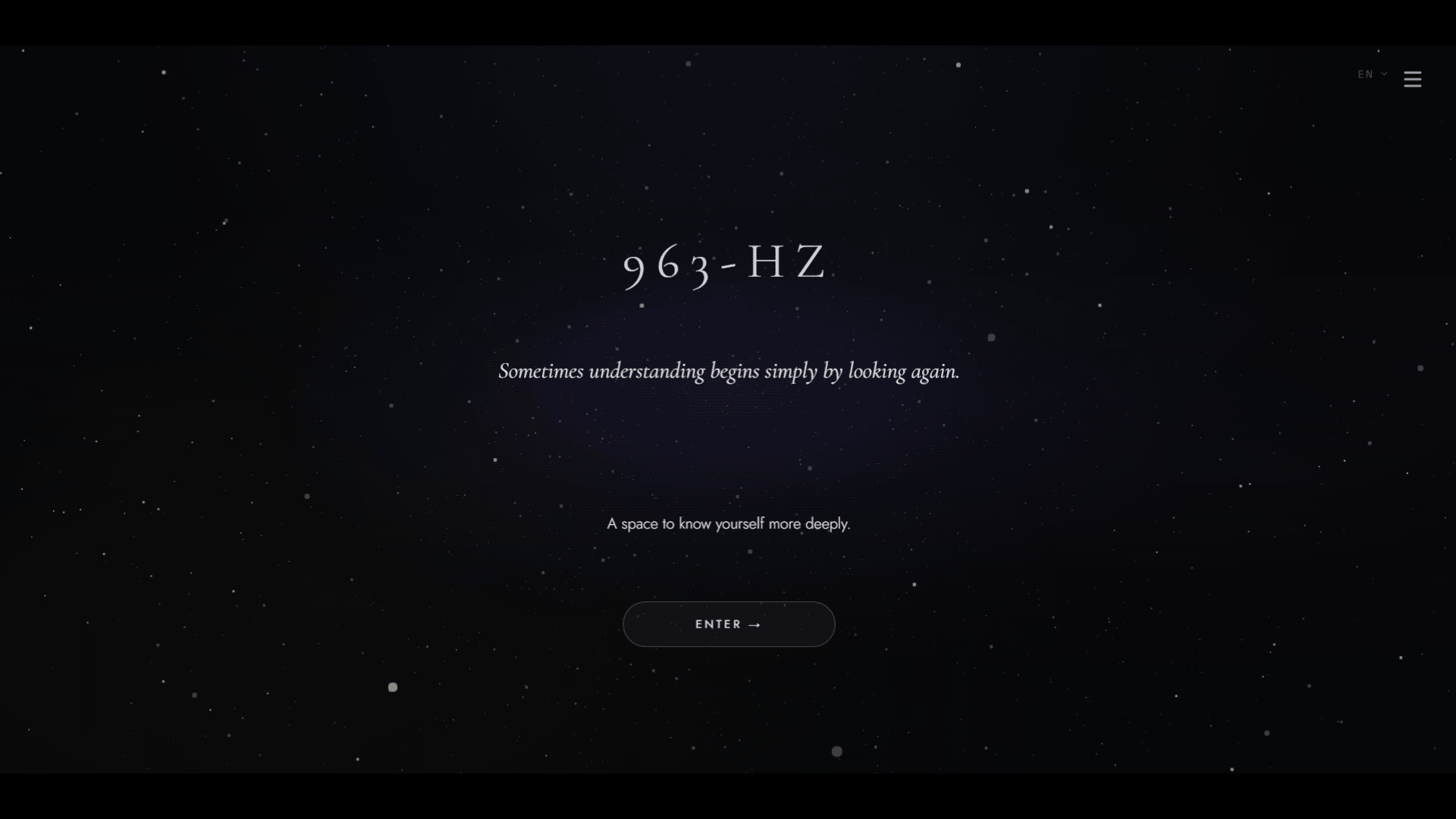963-HZ digital experience with its title and introductory screen