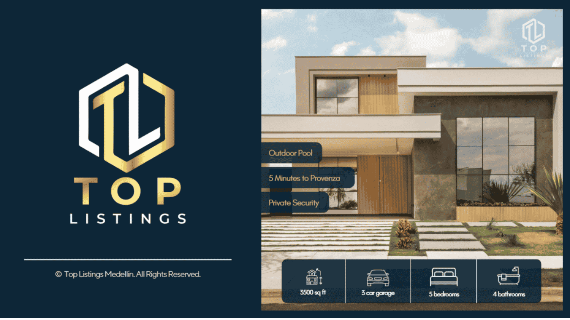 Top Listings Medellín branding and a property presentation